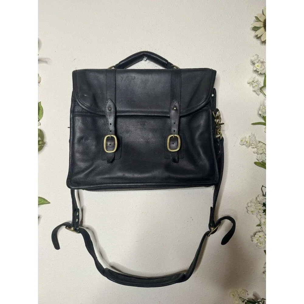 Woods Leather Office Bag Briefcase Black Shoulder Strap Travel